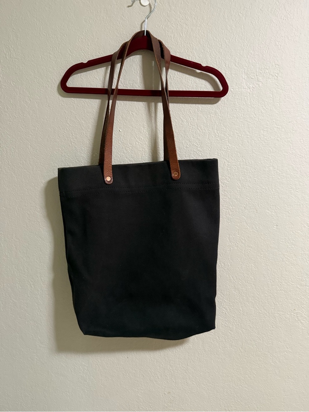 Nisolo Black Canvas Leather Strap Tote Bag